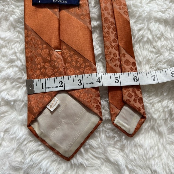 Givenchy Orange Patterned Tie - Picture 9 of 12